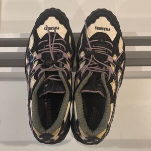 Asics Black and Cream Sneakers with Pink Accents